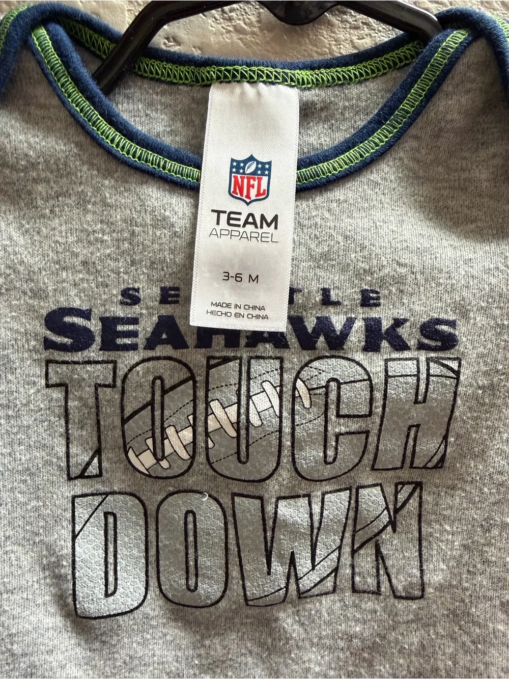 NFL Seattle Seahawks Gray & Navy Baby Bodysuit